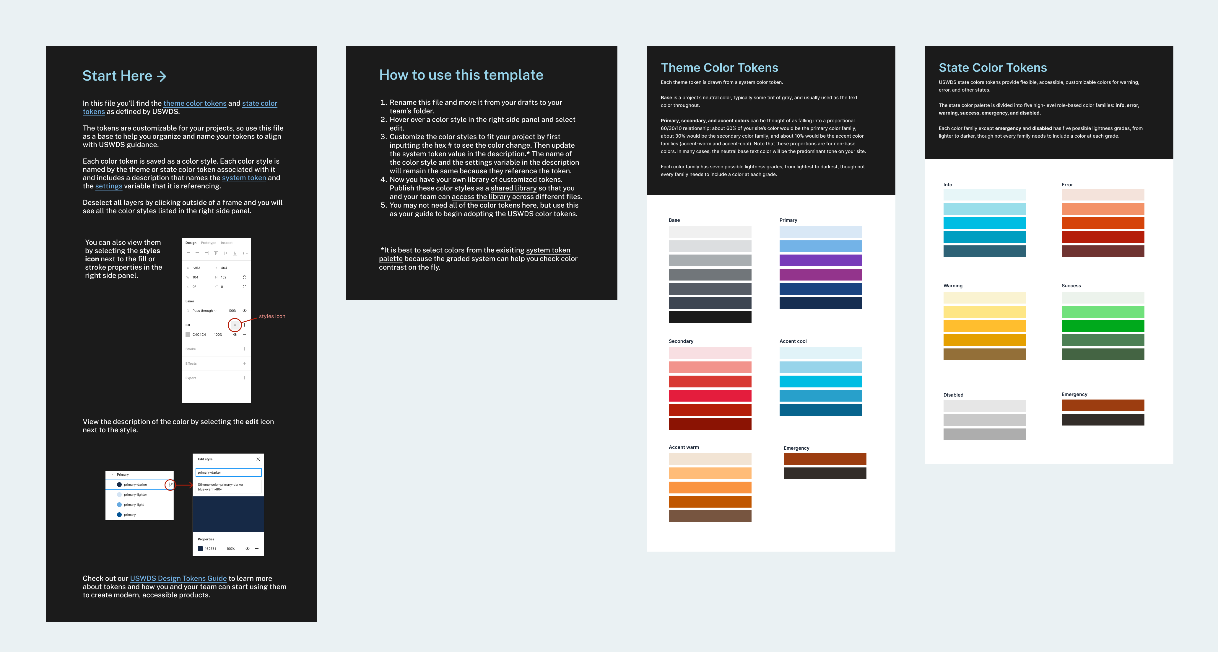 Preview of the color token figma file.